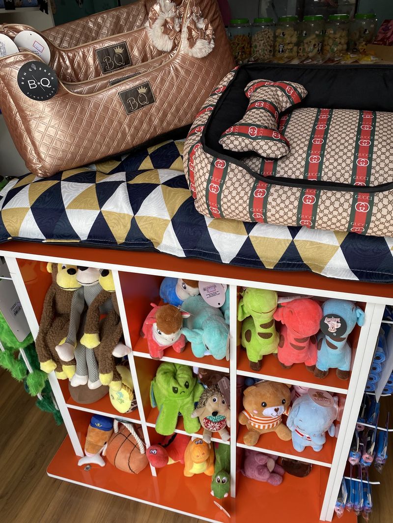 Caminhas, bolsa de transporte e pelúcias